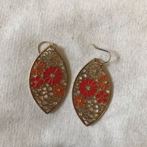 Red and Gold Floral Earrings